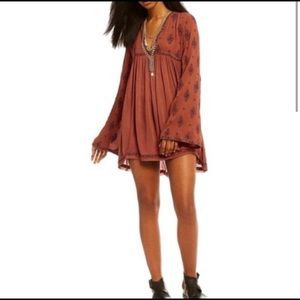 Free People Orange Dress with Embroidery